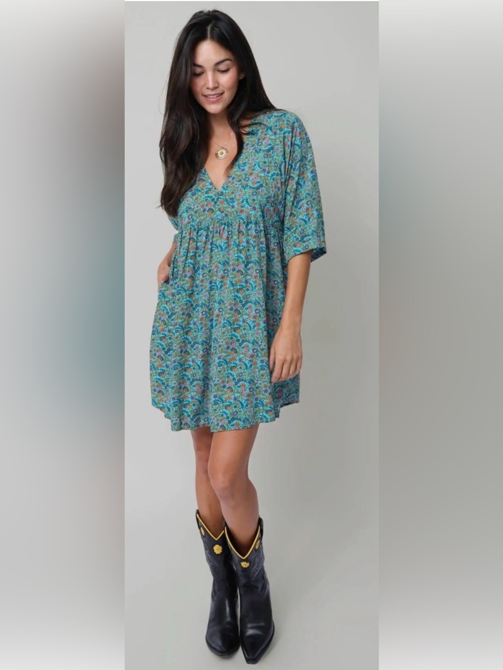 Natural Life Stella V-Neck Dress or Babydoll Tunic Size Large Boho